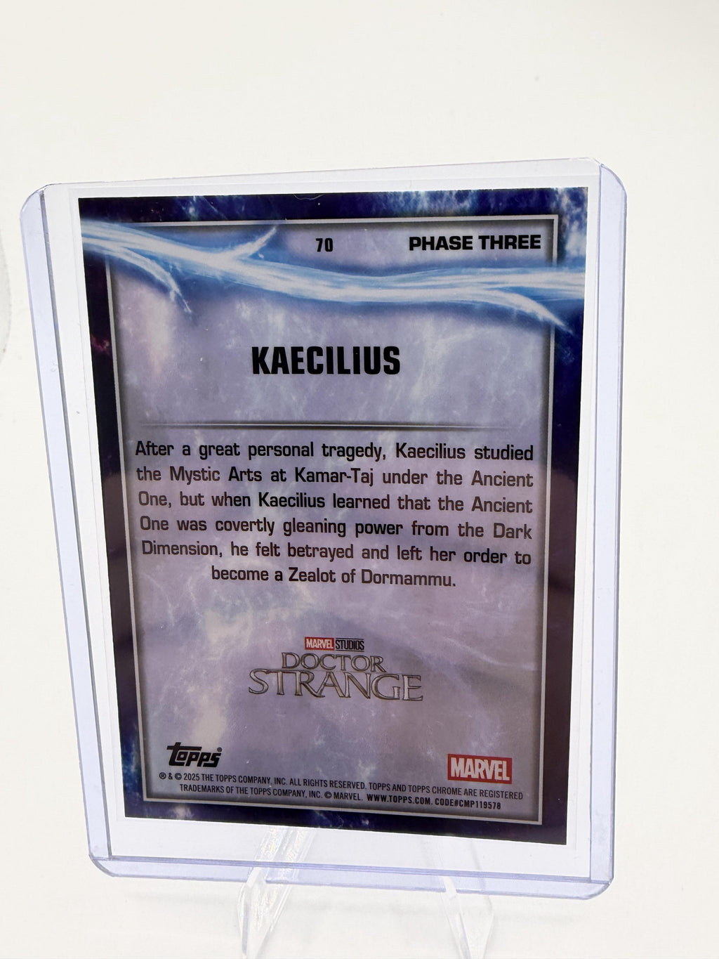 2025 Topps Chrome Marvel Studios Kaecilius Blue Wave Refractor #70
