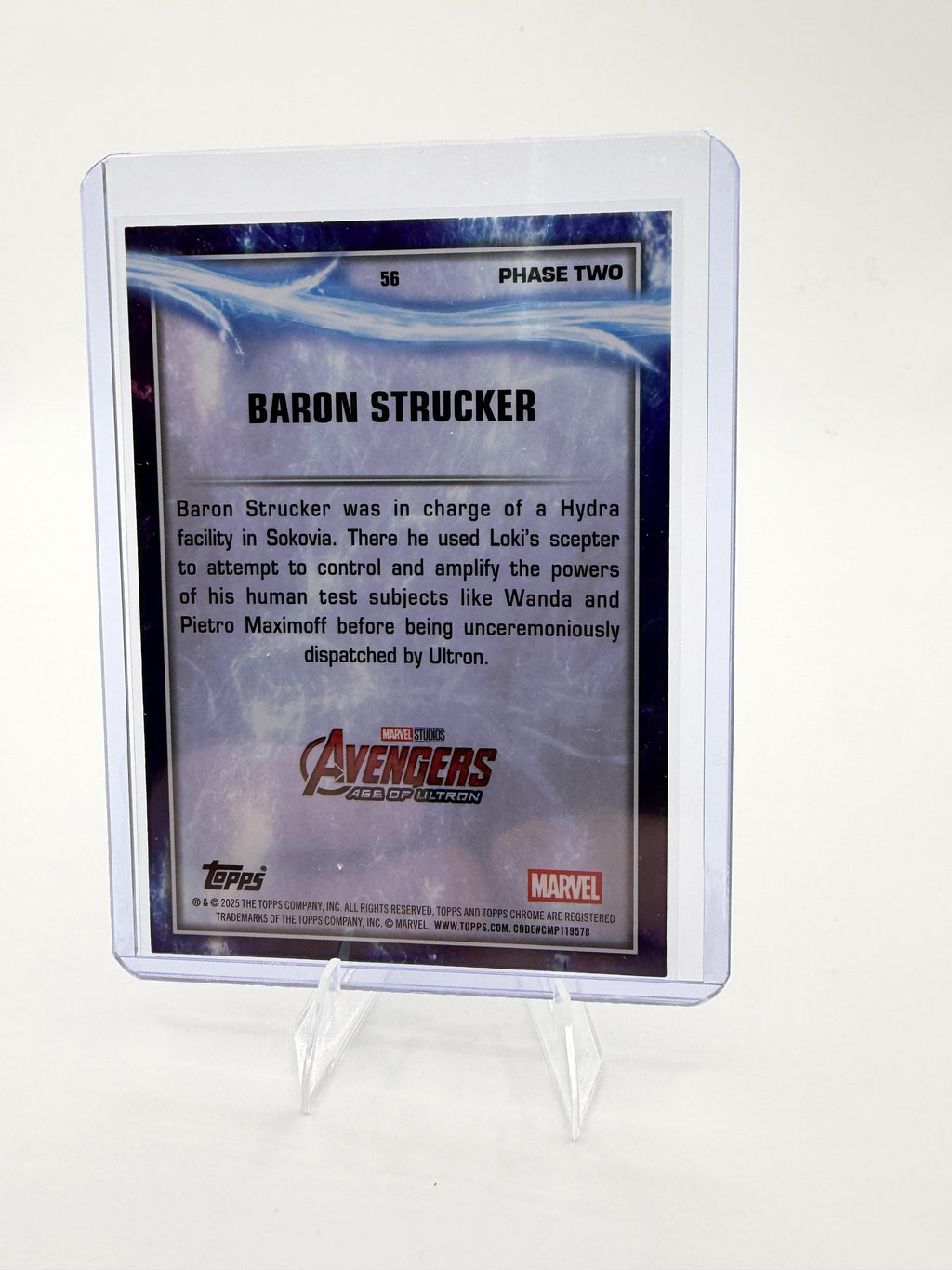 2025 Topps Chrome Marvel Studios Baron Strucker #56 Blue Wave Refractor Parallel