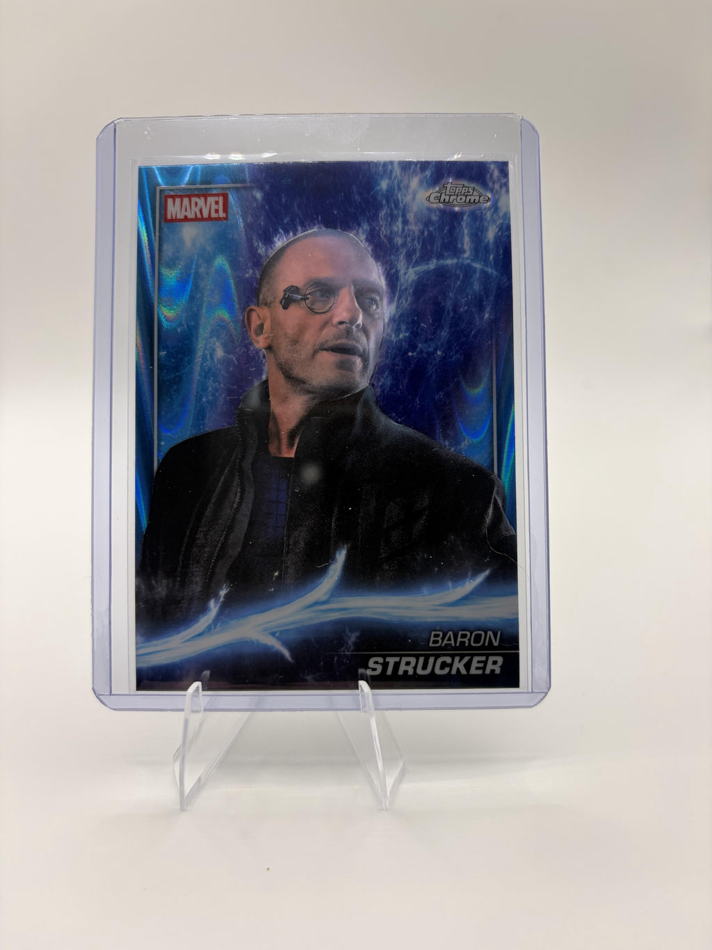 2025 Topps Chrome Marvel Studios Baron Strucker #56 Blue Wave Refractor Parallel