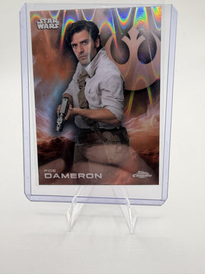 2025 Topps Chrome Star Wars Poe Dameron #145 Raywave Refractor Resistance Pilot