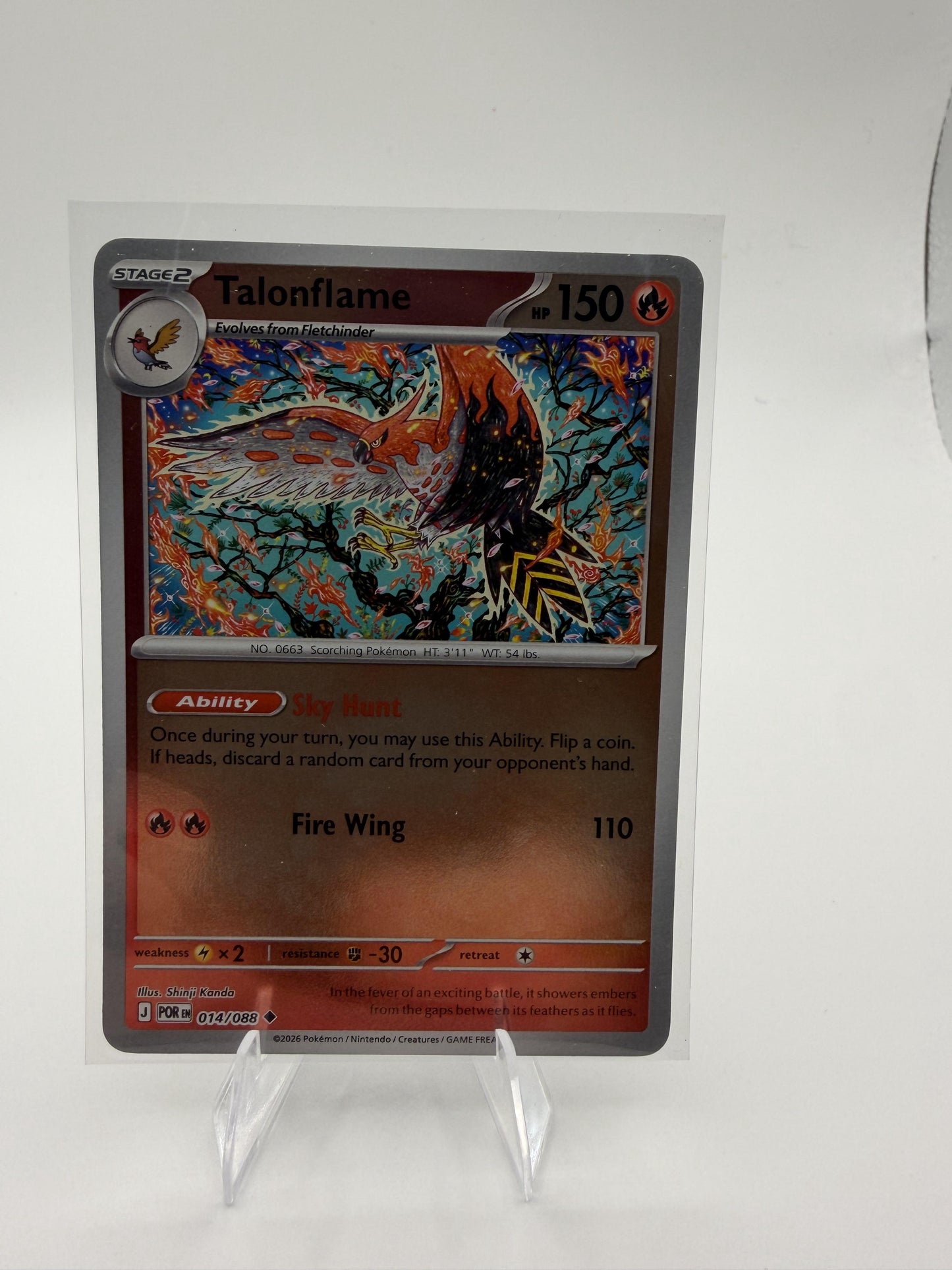 2026 Pokemon Perfect Order Talonflame 014/088 Reverse Holo NM Shinji Kanda Art