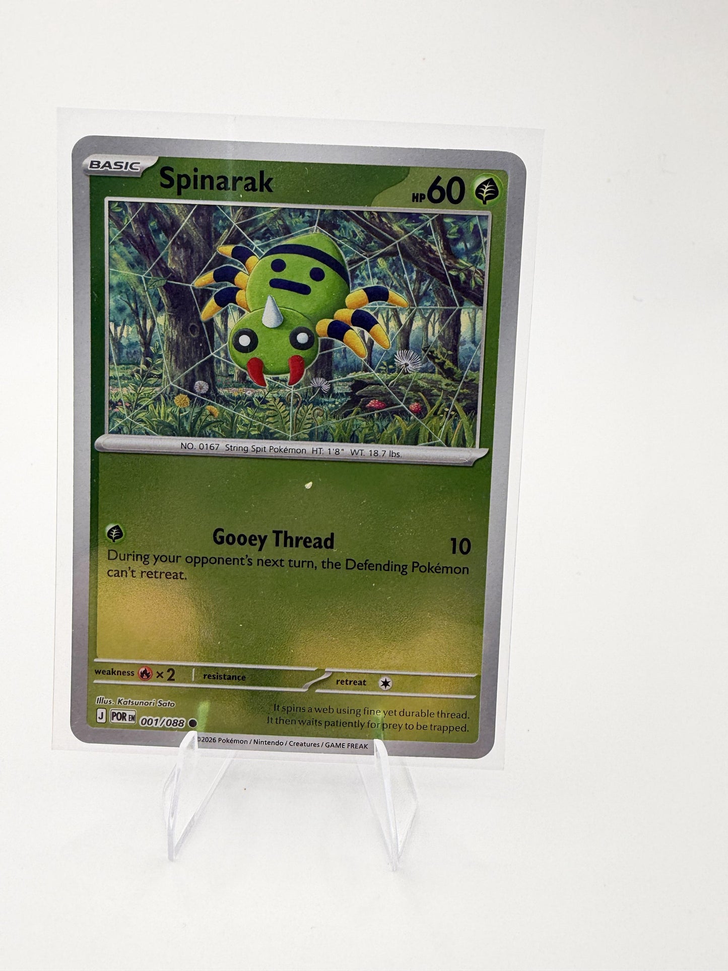 2026 Pokemon Perfect Order Spinarak 001/088 Reverse Holo NM Katsunori Sato Art