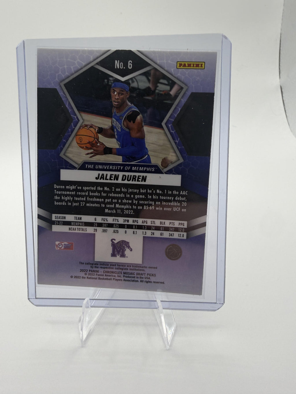 2022 Panini Chronicles Draft Picks Jalen Duren Card Mosaic