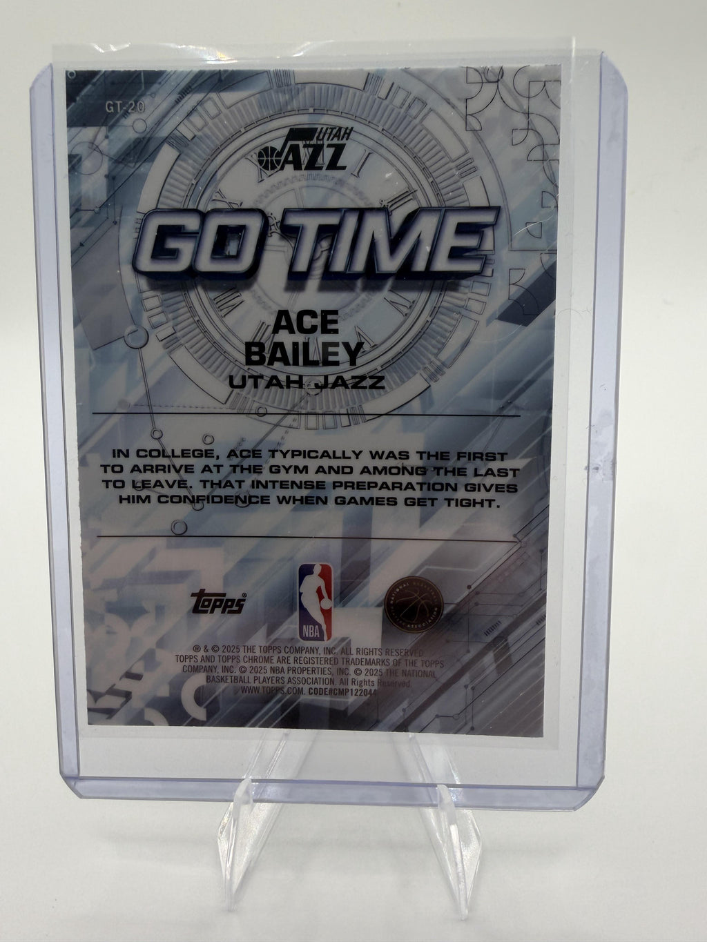 2025-26 Topps Chrome Ace Bailey Go Time RC Rookie Utah Jazz #GT-20 Insert Card
