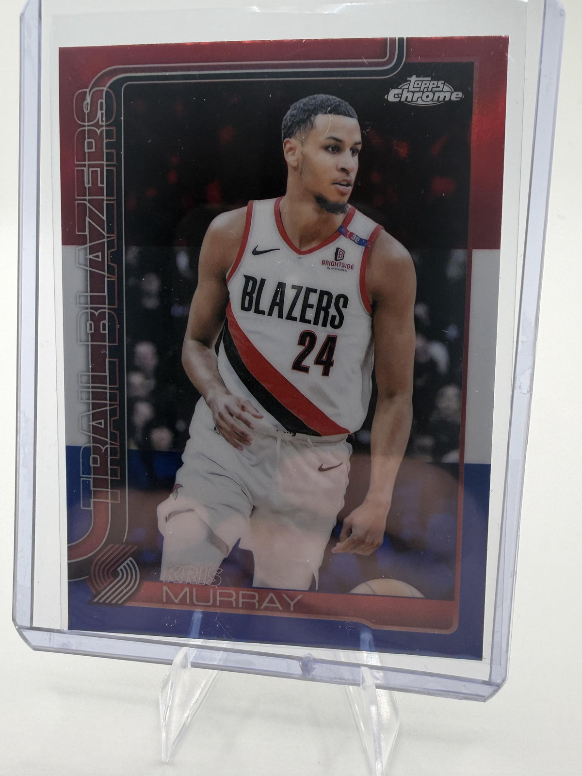 2025-26 Topps Chrome Kris Murray Card Red White and Blue Refractor
