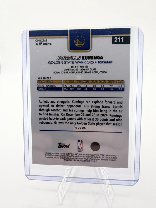 2025-26 Topps Chrome Jonathan Kuminga Basketball Border Refractor SP #211 GSW