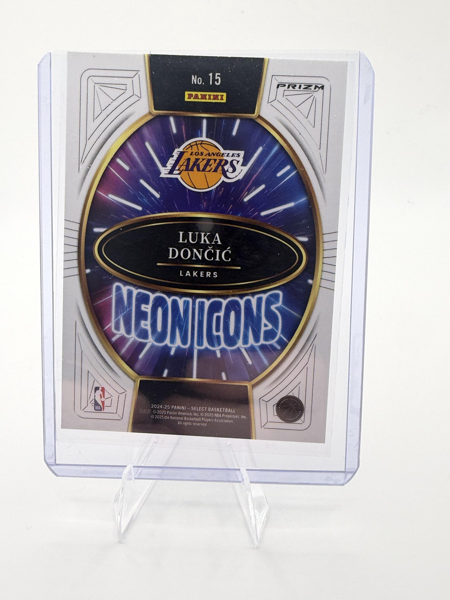 2024-25 Panini Select Luka Doncic Neon Icons Silver Prizm #15 Lakers Trade Card