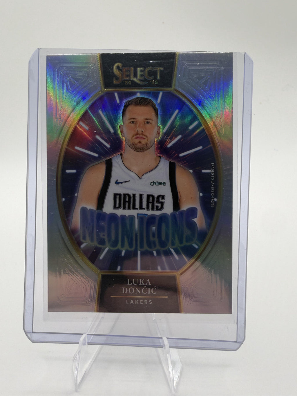 2024-25 Panini Select Luka Doncic Neon Icons Silver Prizm #15 Lakers Trade Card