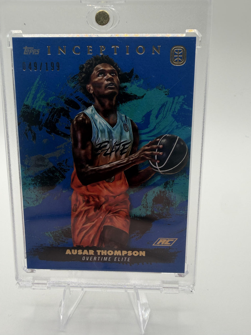 2021-22 Topps Inception Overtime Elite Ausar Thompson Card SN Blue SN