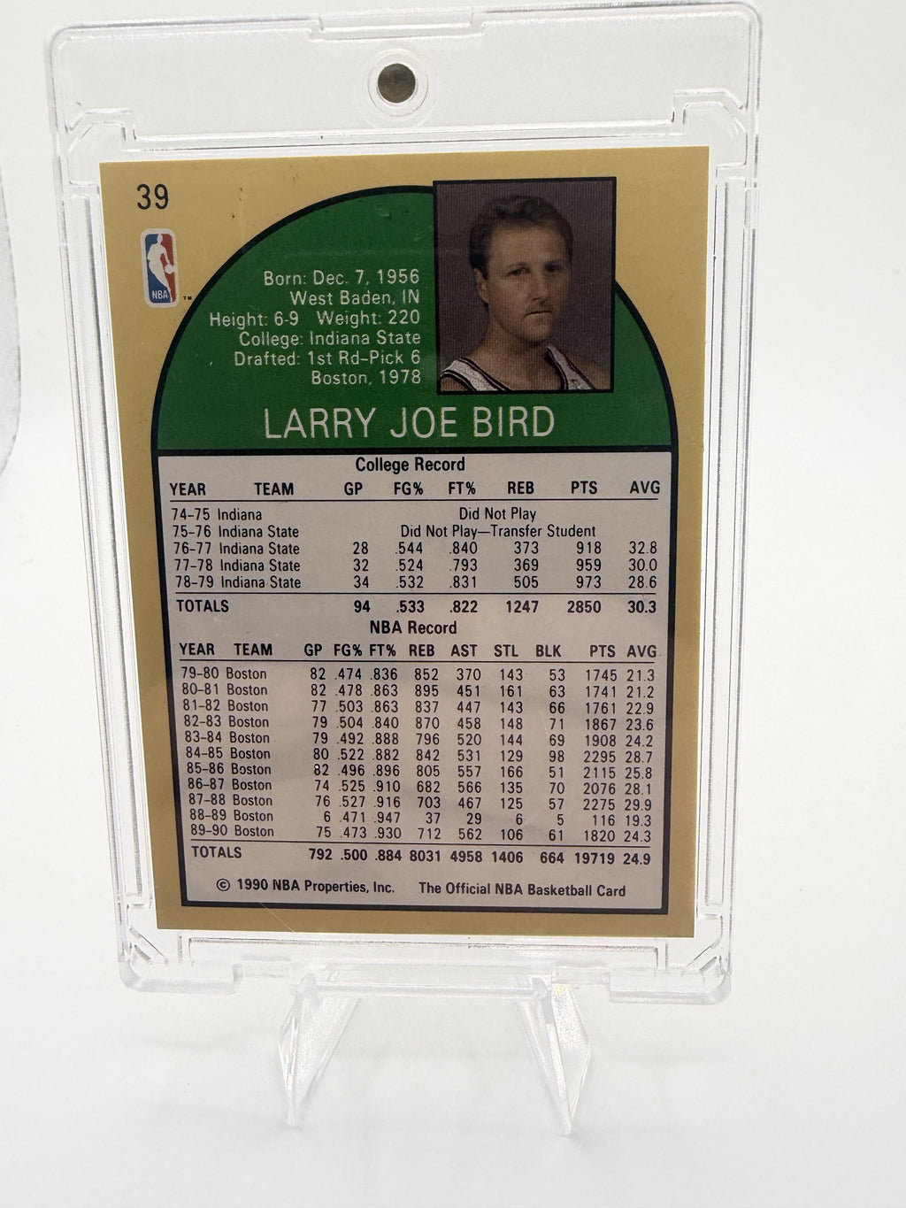 1990-91 Hoops Larry Bird Card - Age showing on edges a little
