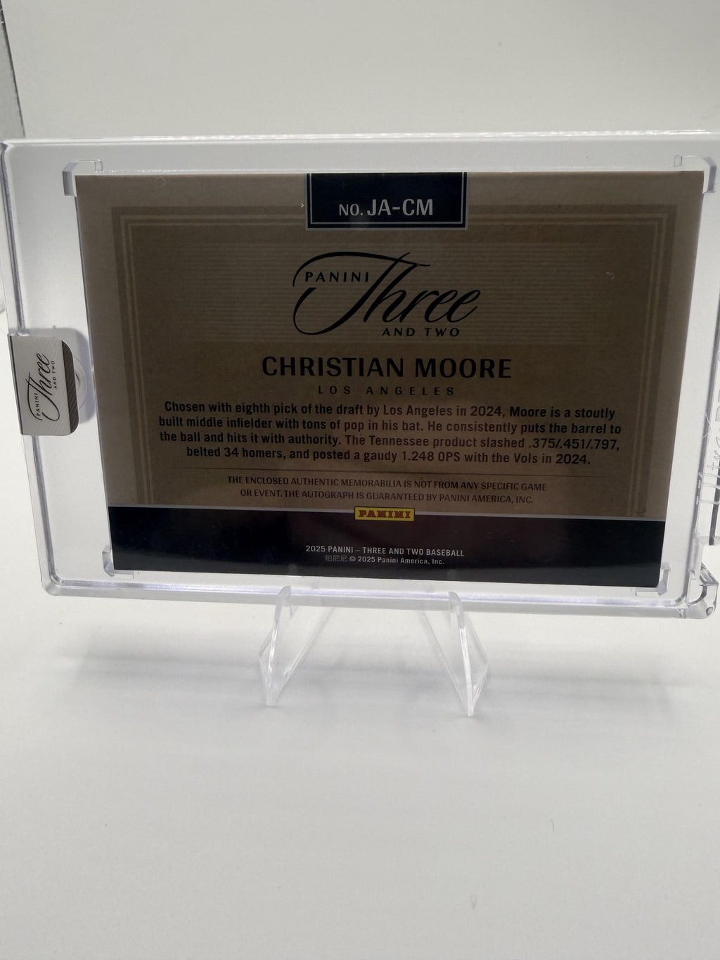 2025 Panini Three and Two Christian Moore Jumbo Patch Auto /32 #JA-CM Angels