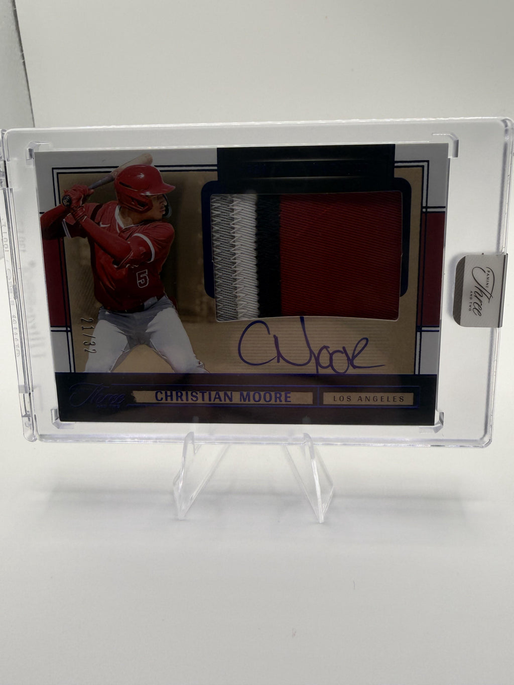 2025 Panini Three and Two Christian Moore Jumbo Patch Auto /32 #JA-CM Angels