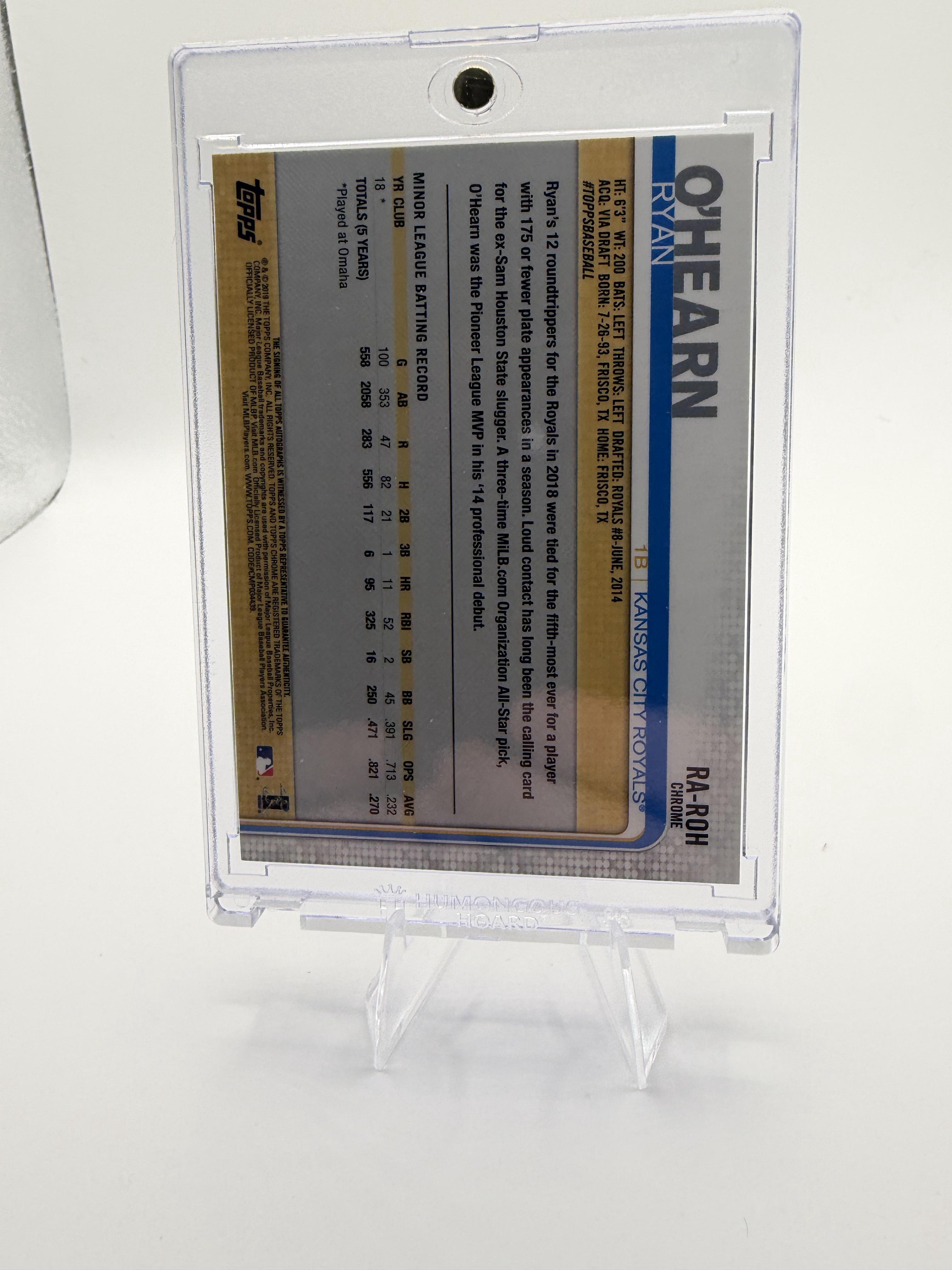2019 Topps Chrome Ryan O'Hearn Card AU Rookie Autographs AU