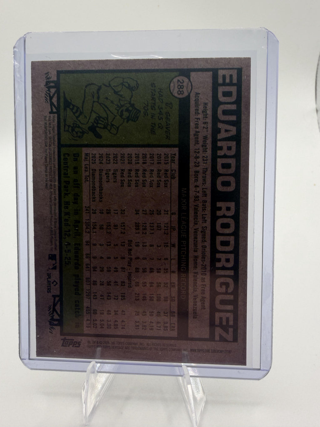 2026 Topps Heritage Eduardo Rodriguez Card Dark Green