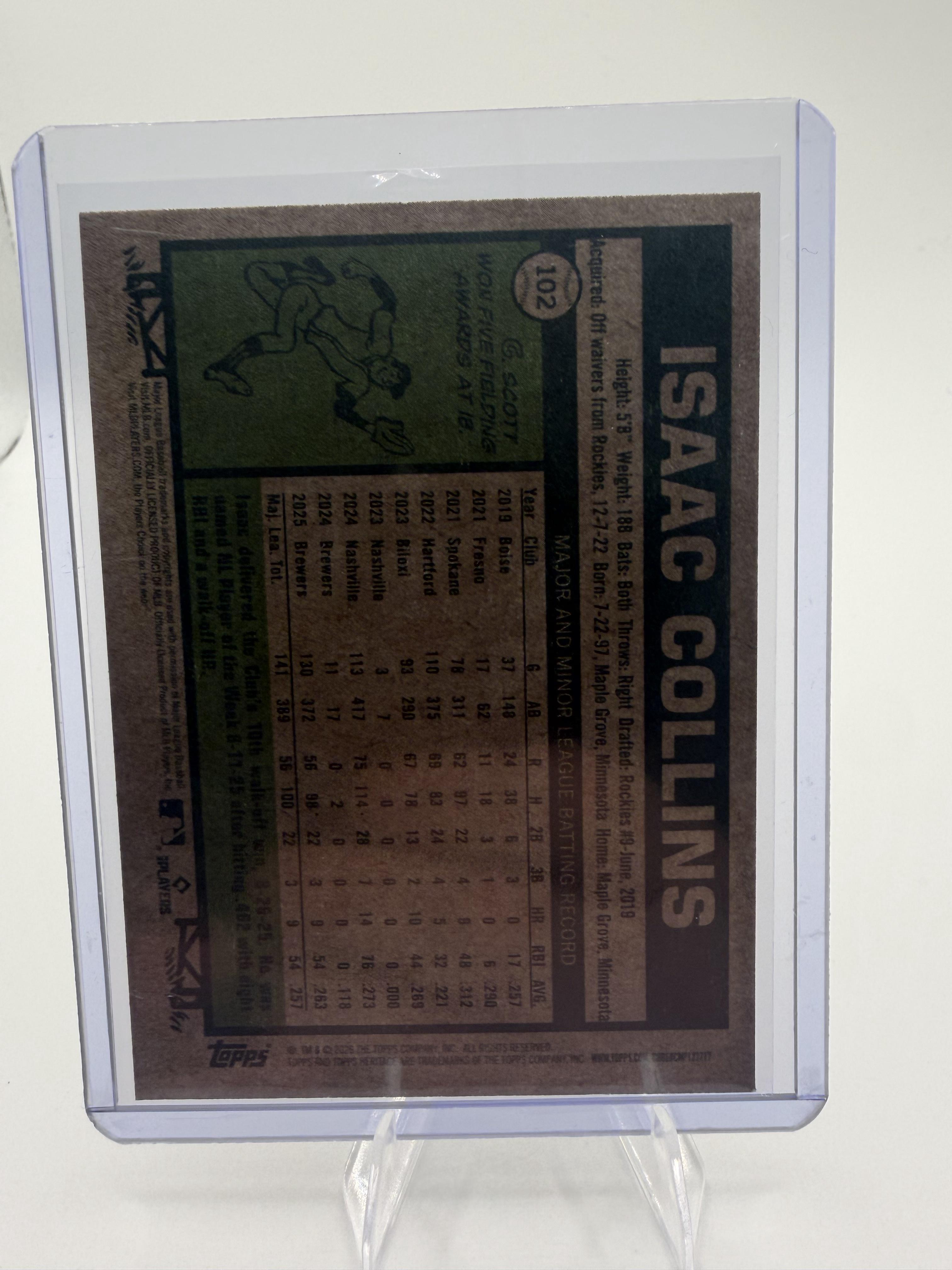 2026 Topps Heritage Isaac Collins Card