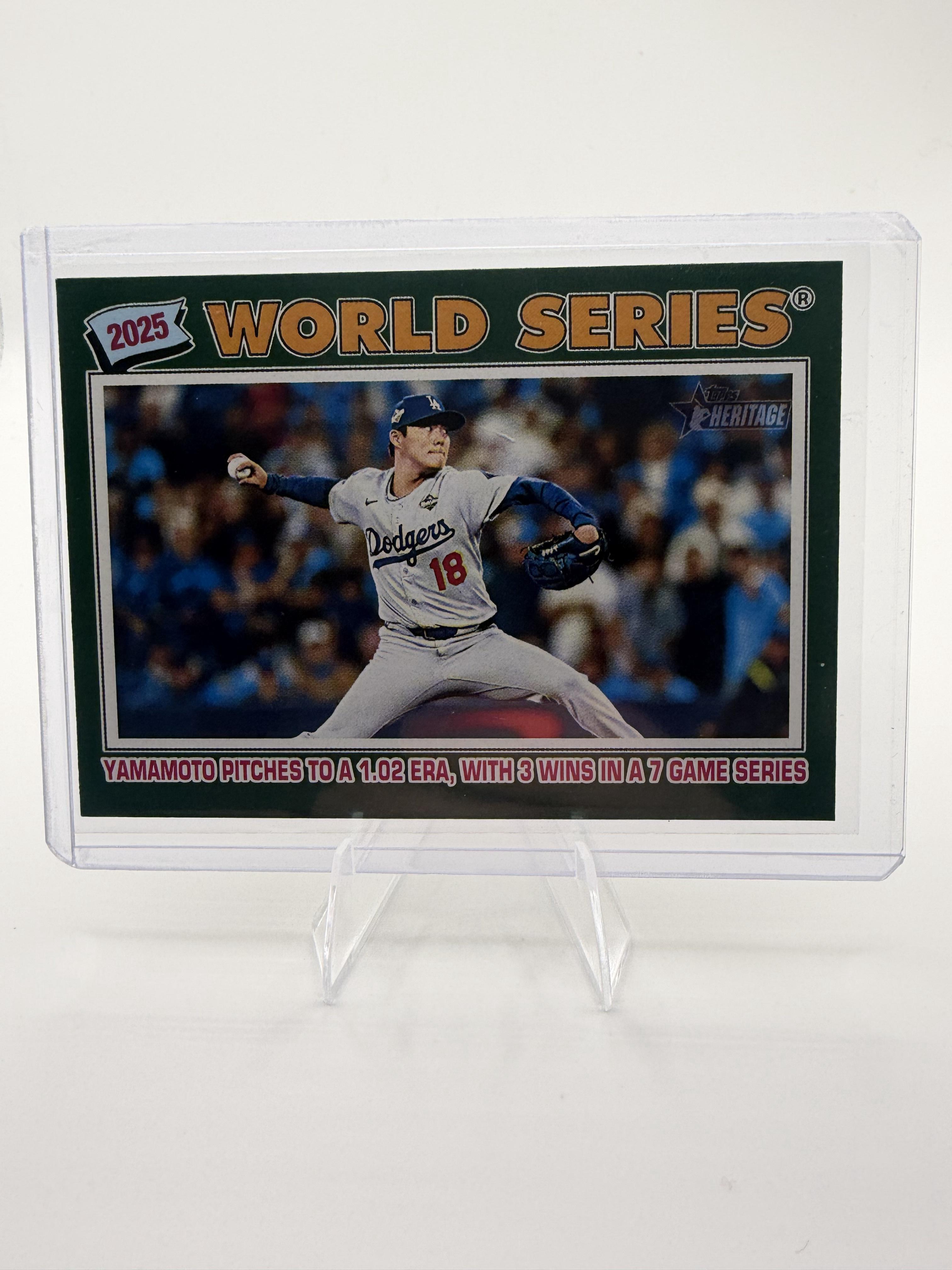 2026 Topps Heritage Yoshinobu Yamamoto World Series Green Border Parallel #313