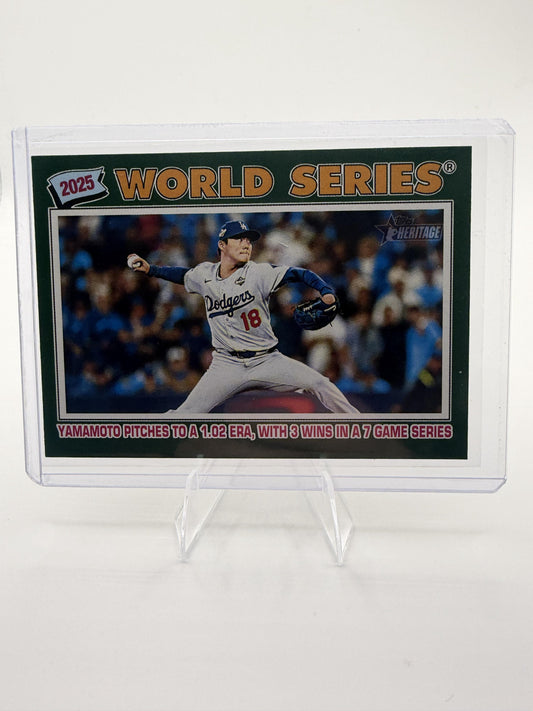 2026 Topps Heritage Yoshinobu Yamamoto World Series Green Border Parallel #313