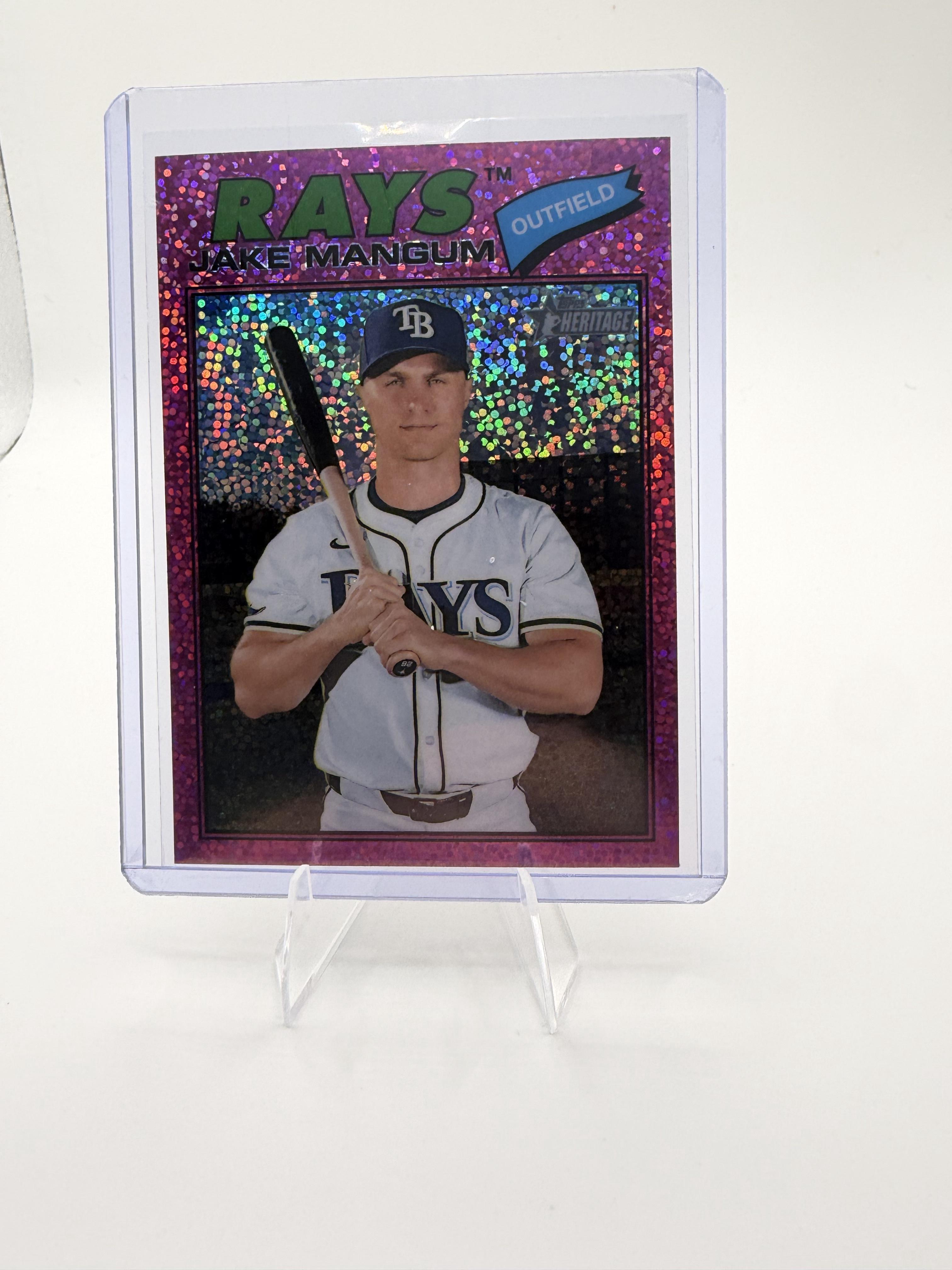 2026 Topps Heritage Jake Mangum Pink Sparkle Refractor Chrome #227 Rays
