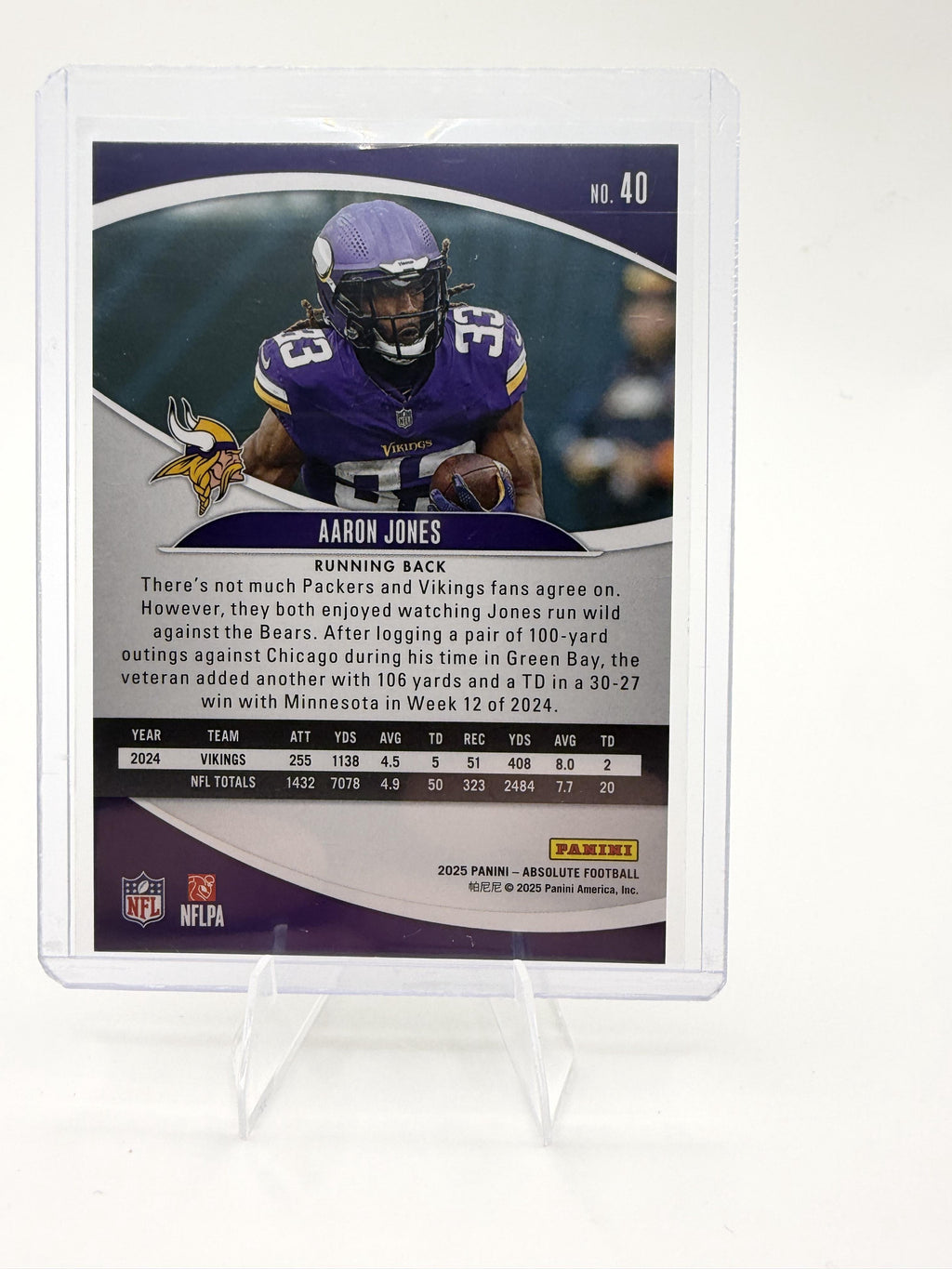 2025 Panini Absolute AARON JONES GOLD STARS #40 Vikings SER # 177/325 SP