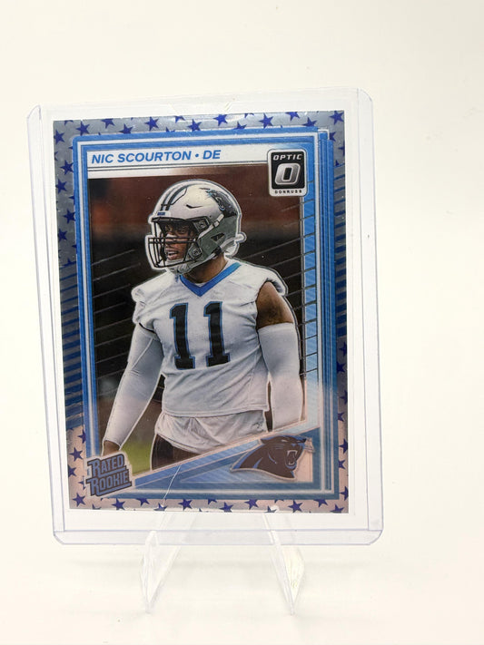 2025 Donruss Optic NIC SCOURTON BLUE STARS #270 Panthers RATED ROOKIE RC SP