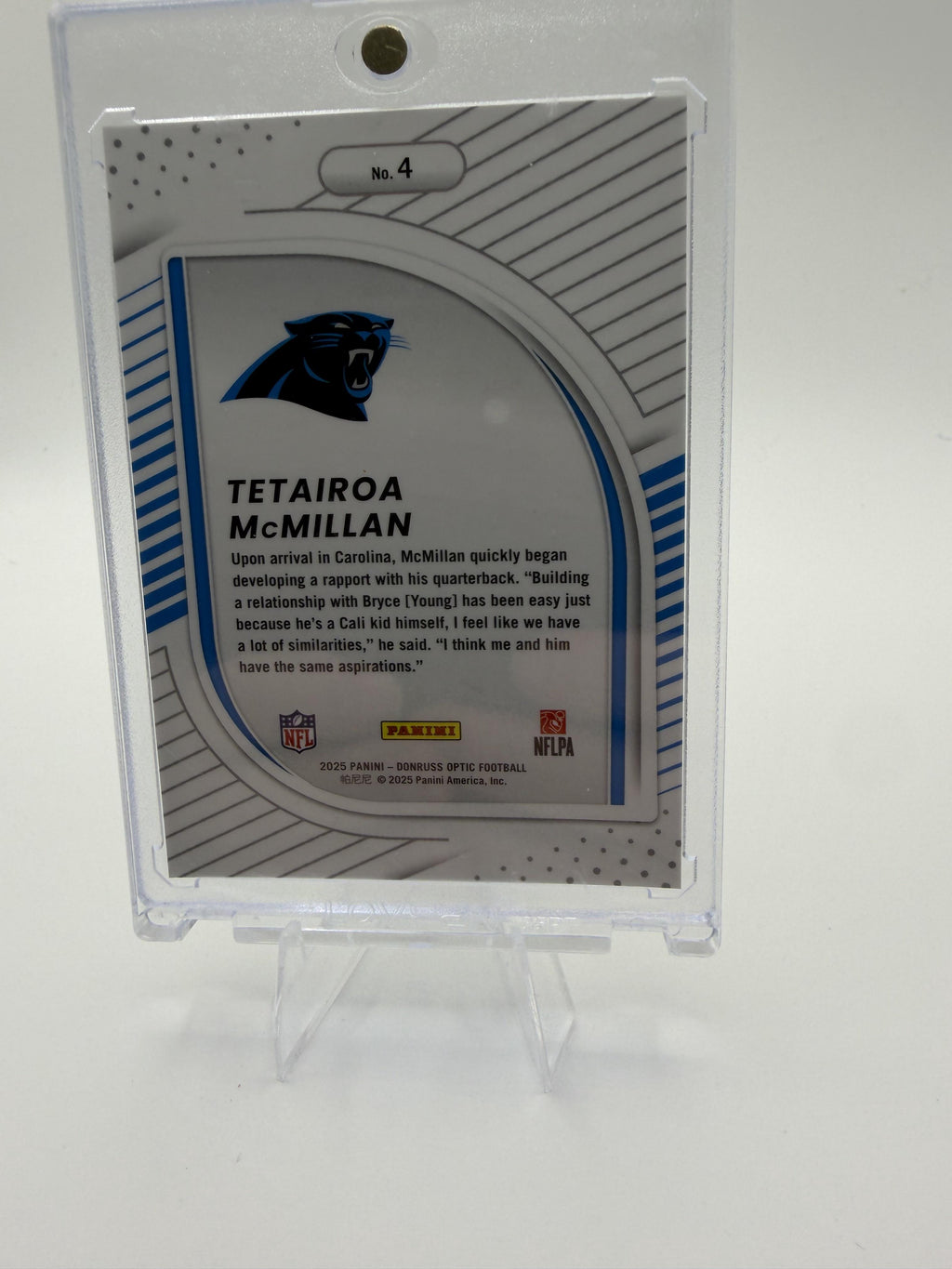 2025 Donruss Optic TETAIROA MCMILLAN HIDDEN POTENTIAL #4 Panthers RC INSERT