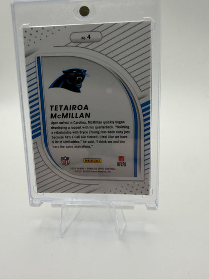 2025 Donruss Optic TETAIROA MCMILLAN HIDDEN POTENTIAL #4 Panthers RC INSERT