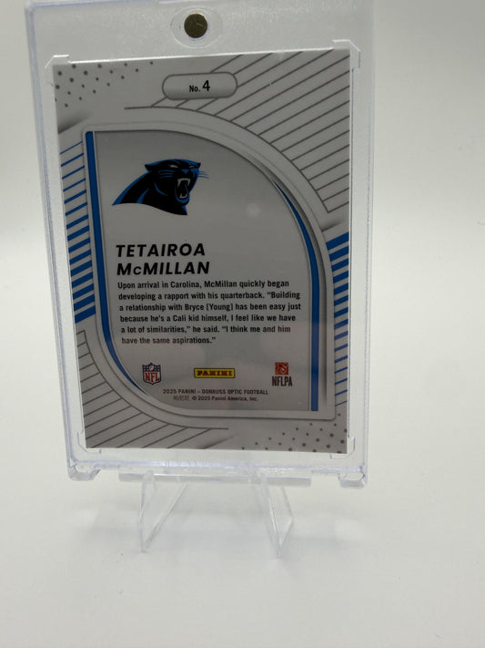 2025 Donruss Optic TETAIROA MCMILLAN HIDDEN POTENTIAL #4 Panthers RC INSERT