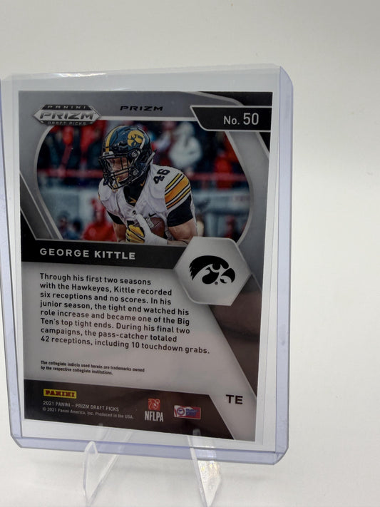 2021 Panini Prizm Draft Picks GEORGE KITTLE GOLD ICE PRIZM #50 Iowa Hawkeyes SP