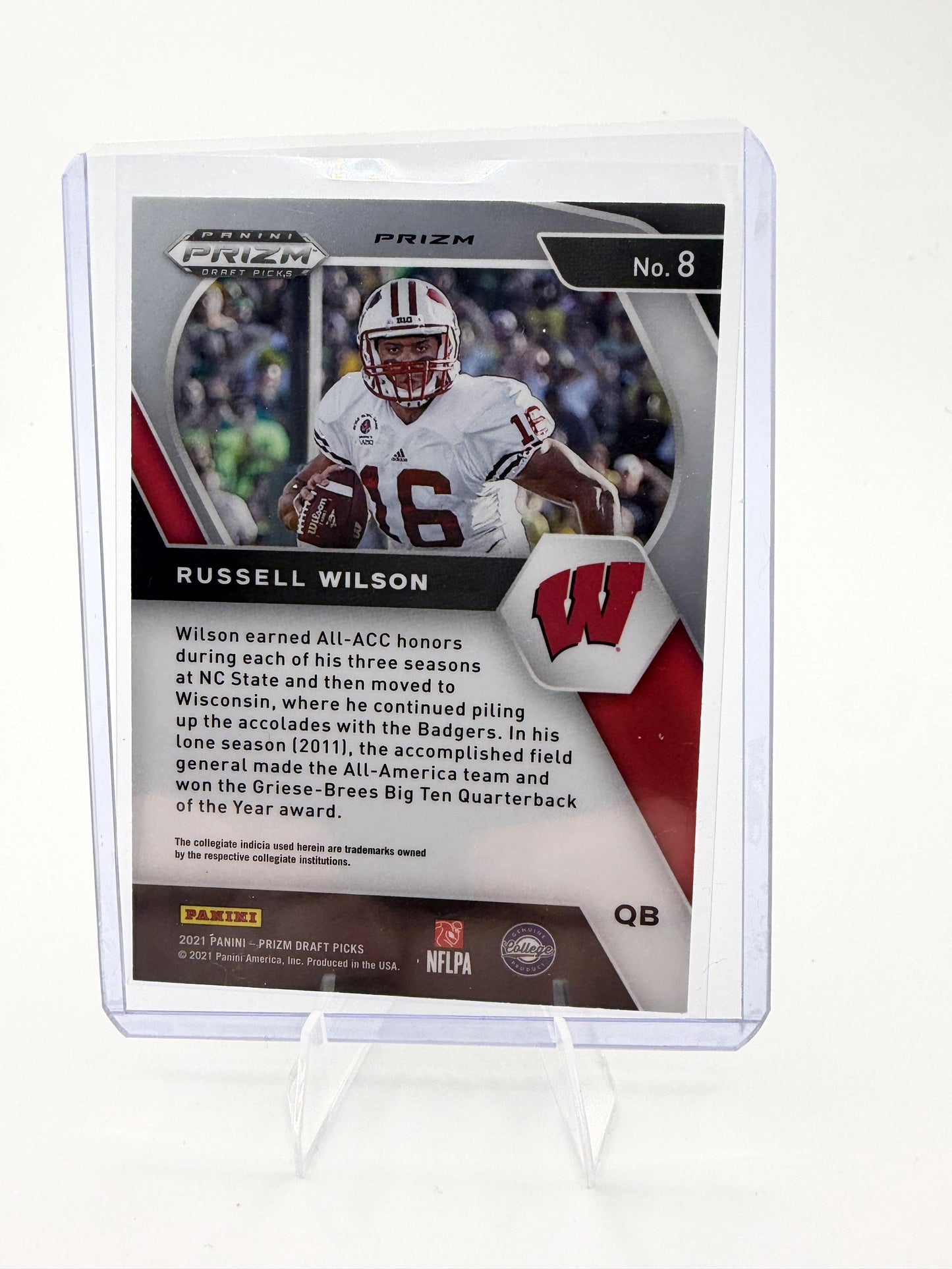 2021 Panini Prizm Draft Picks Collegiate #8 Russell Wilson Gold Ice