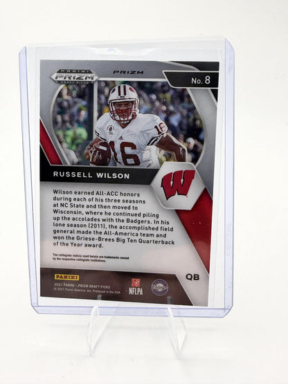 2021 Panini Prizm Draft Picks Collegiate #8 Russell Wilson Gold Ice