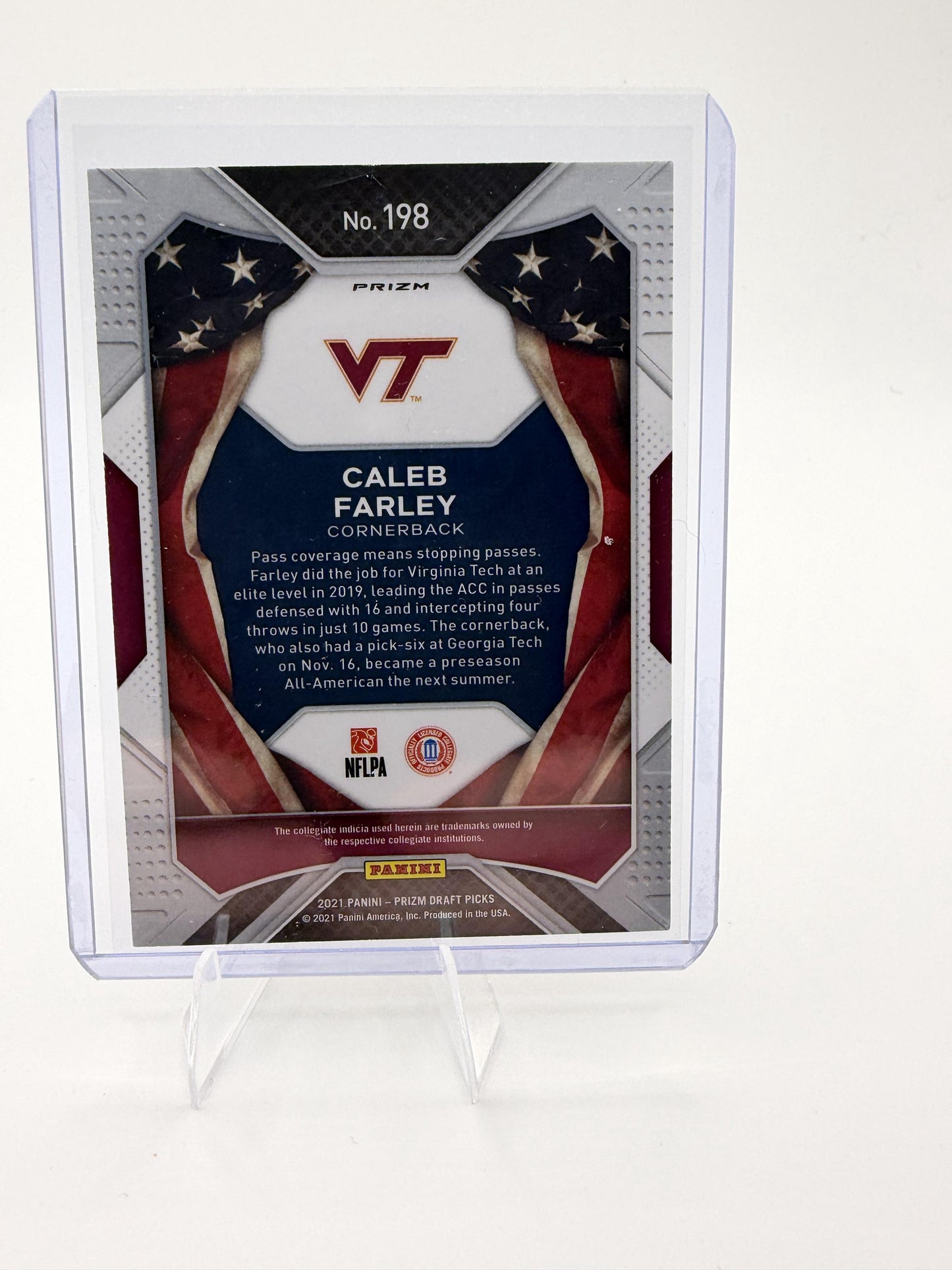 2021 Panini Prizm Draft Picks Collegiate #198 Caleb Farley Gold Ice