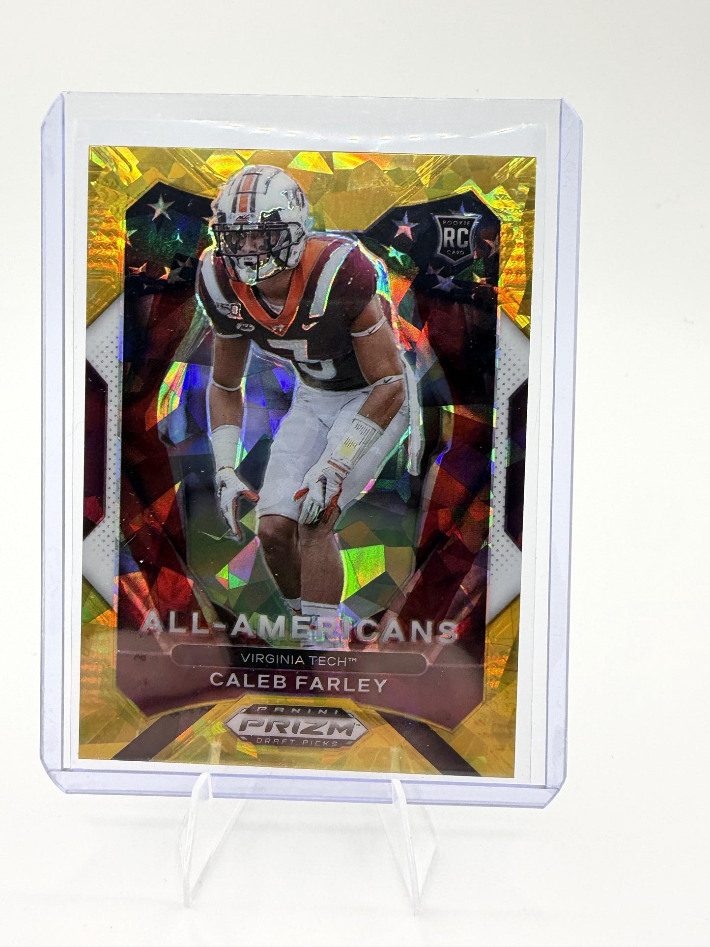2021 Panini Prizm Draft Picks Collegiate #198 Caleb Farley Gold Ice