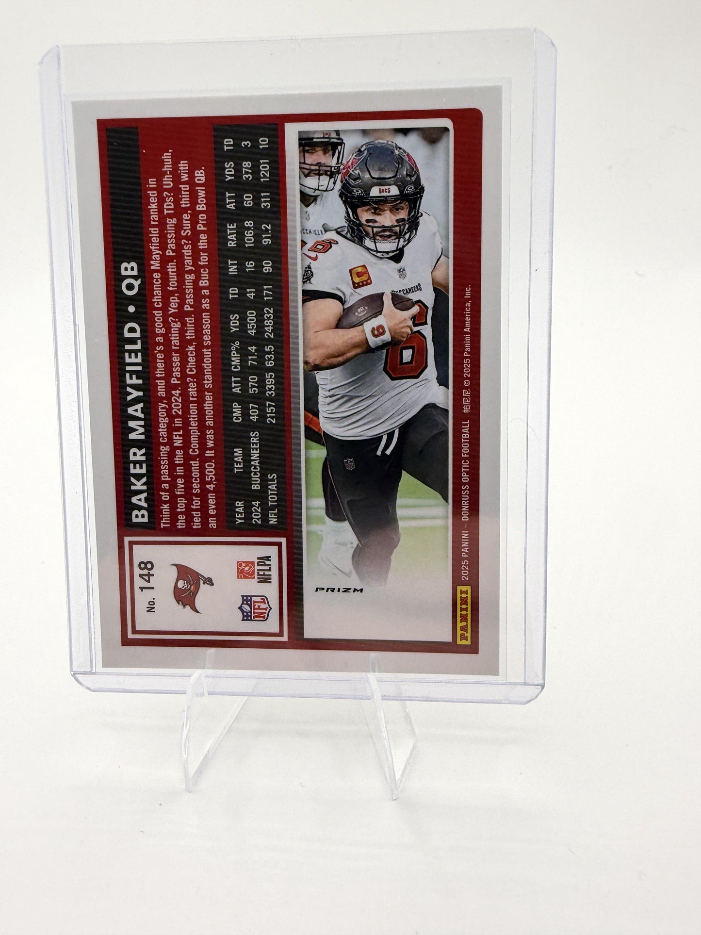 2025 Donruss Optic BAKER MAYFIELD SILVER PRIZM #148 Tampa Bay Buccaneers