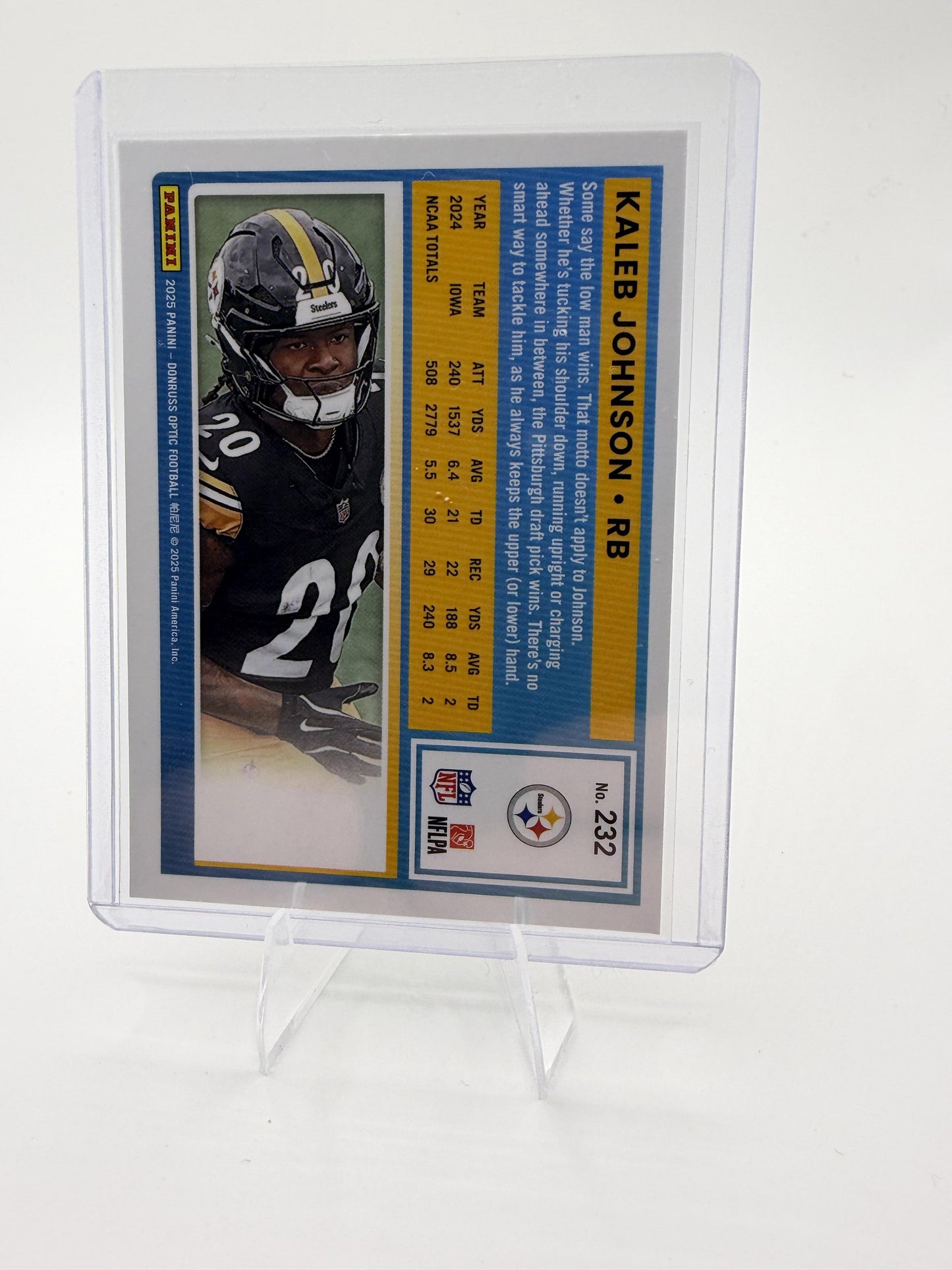 2025 Donruss Optic KALEB JOHNSON SILVER PRIZM #232 Steelers RATED ROOKIE RC