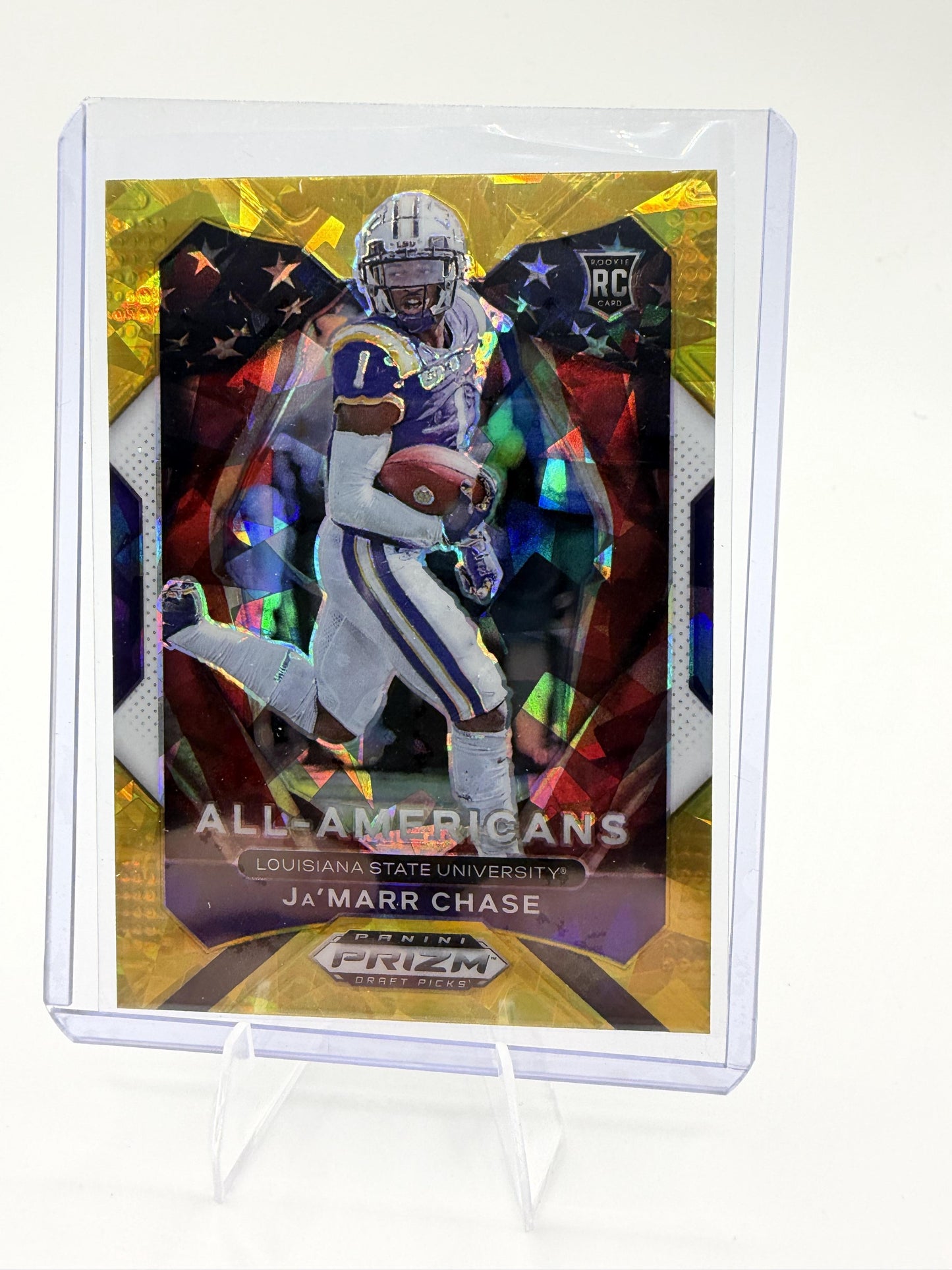 2021 Panini Prizm Draft Picks Collegiate #185 Ja'Marr Chase Gold Ice