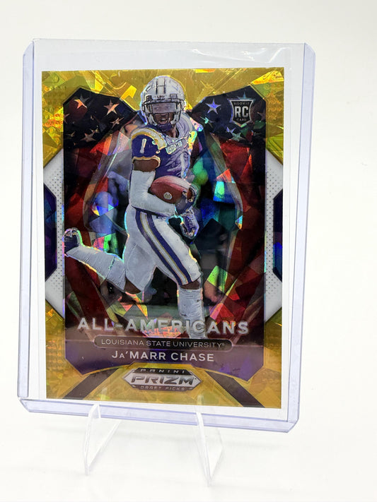 2021 Panini Prizm Draft Picks Collegiate #185 Ja'Marr Chase Gold Ice