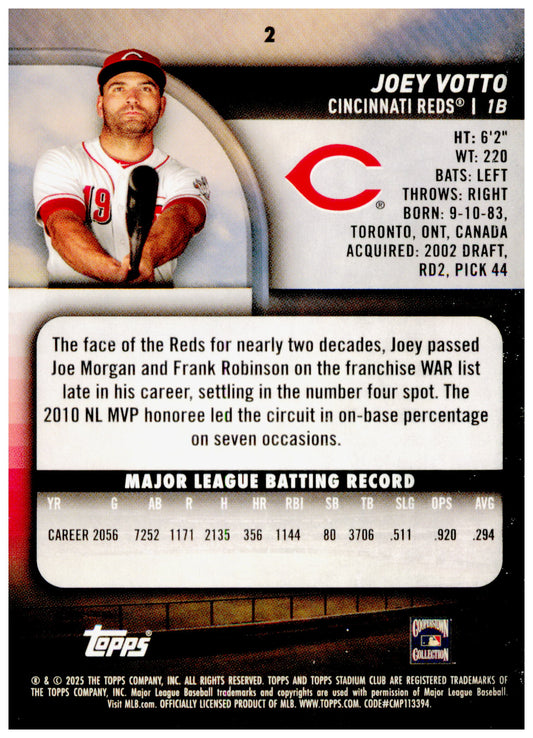 2025 Stadium Club Joey Votto Card Cincinnati Reds #2