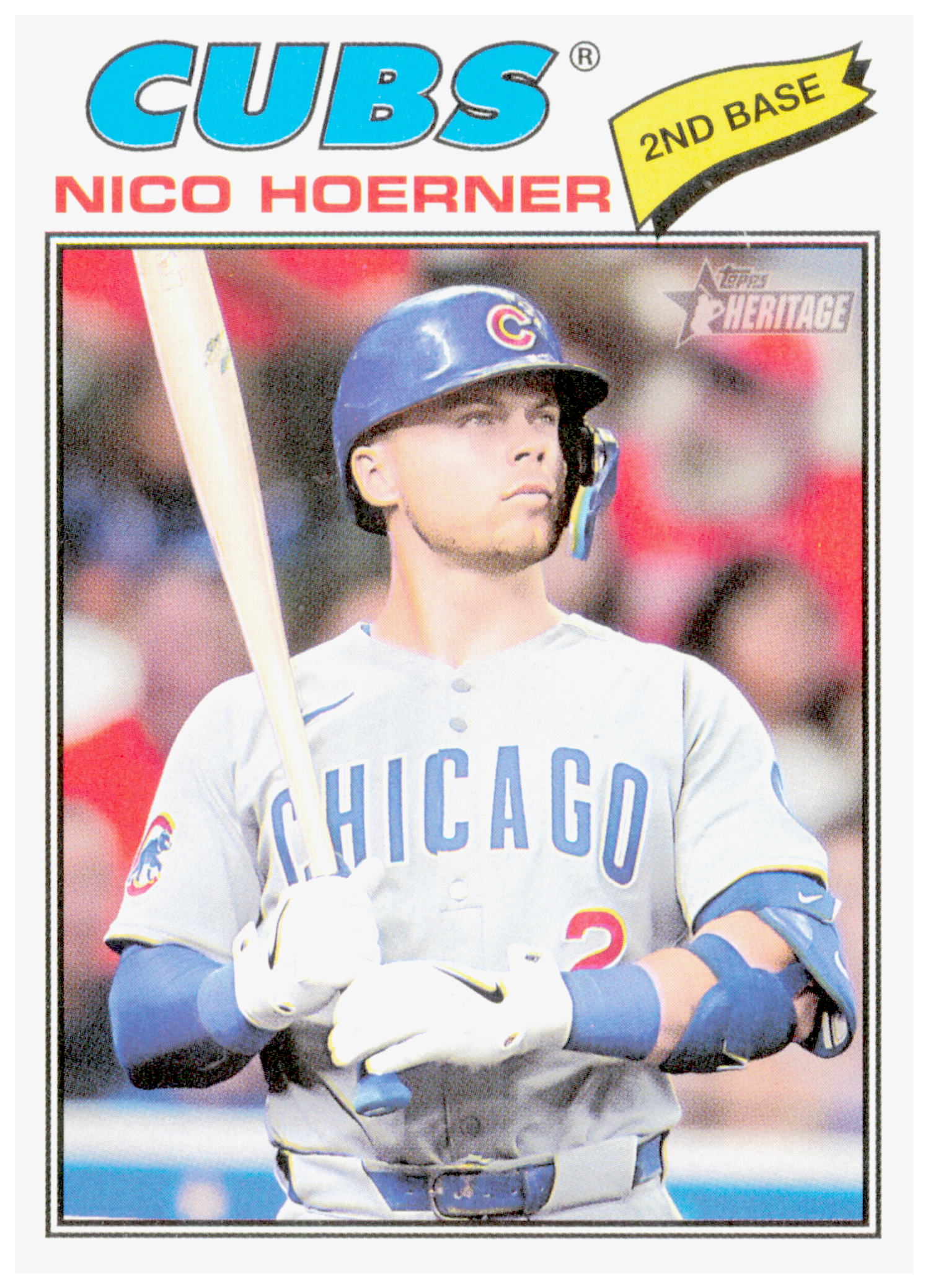 2026 Topps Heritage Nico Hoerner Card Chicago Cubs #28