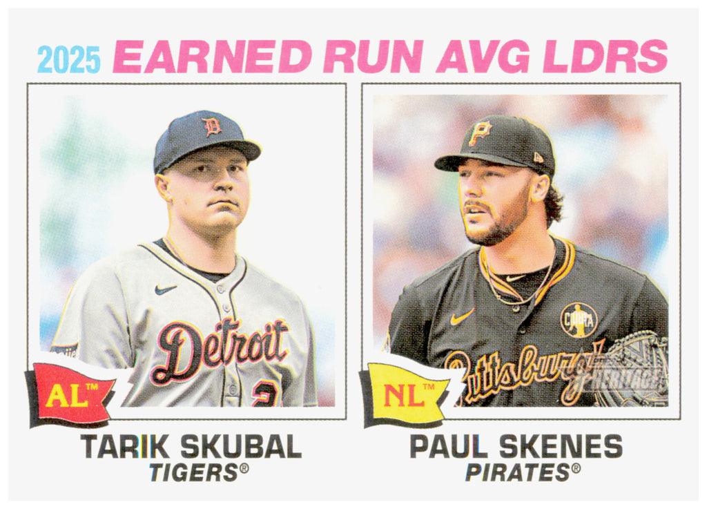 2026 Topps Heritage 2025 ERA Leaders Tarik Skubal / Paul Skenes Card  #7