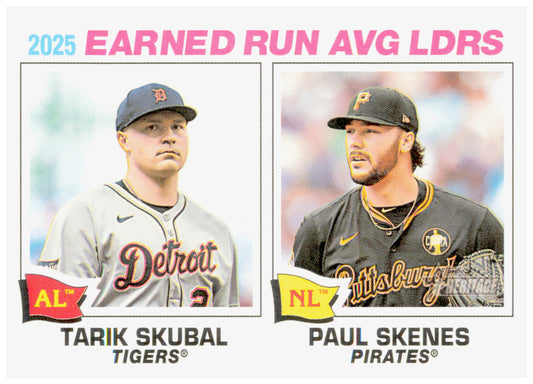 2026 Topps Heritage 2025 ERA Leaders Tarik Skubal / Paul Skenes Card  #7