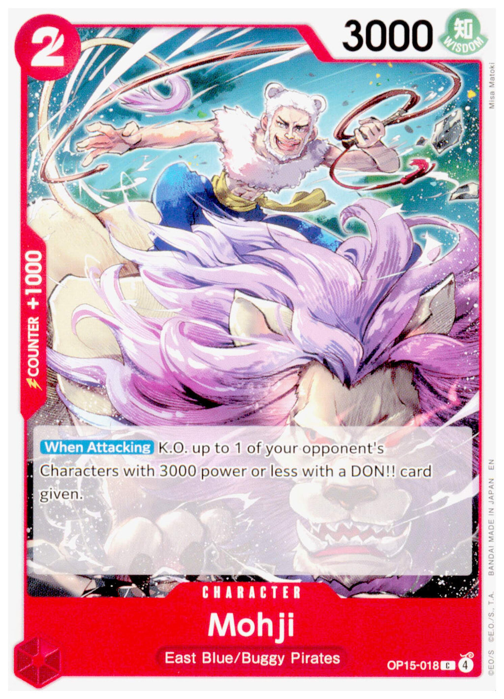 Mohji OP15-010 C One Piece TCG Adventure on Kami's Island Red Buggy Pirates