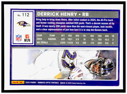 2025 Donruss Optic Derrick Henry Card Baltimore Ravens #112