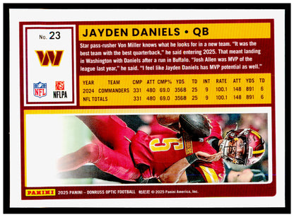 2025 Donruss Optic Jayden Daniels Card Washington Commanders #23