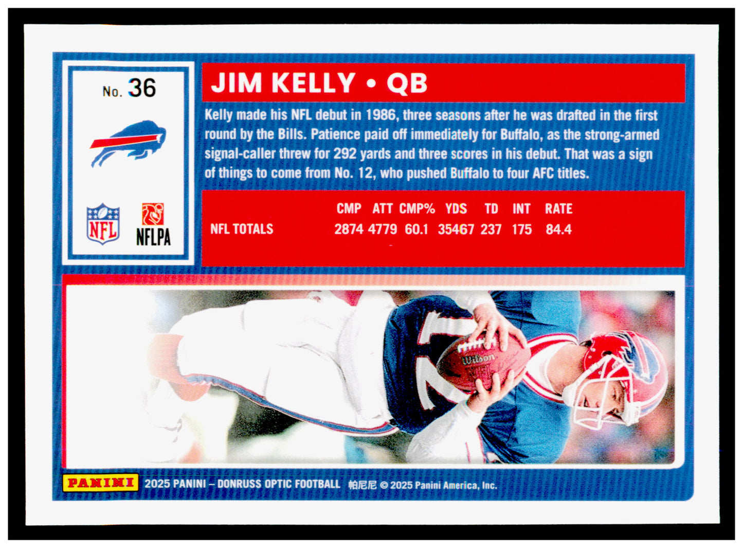 2025 Donruss Optic Jim Kelly Card Buffalo Bills #36