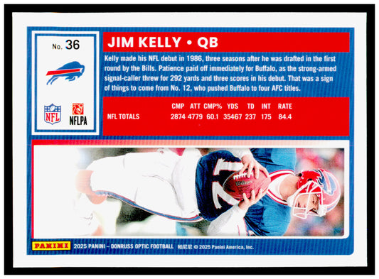 2025 Donruss Optic Jim Kelly Card Buffalo Bills #36