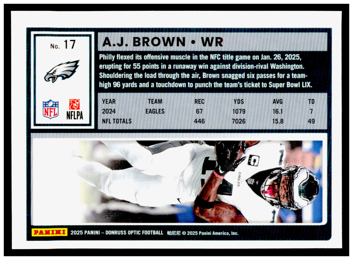 2025 Donruss Optic A.J. Brown Card Philadelphia Eagles #17