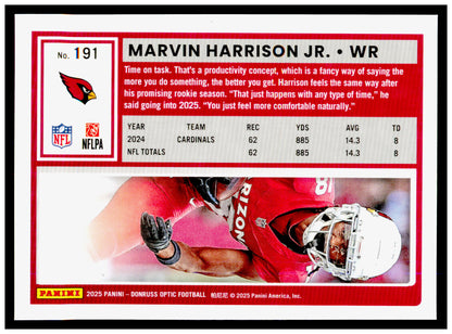 2025 Donruss Optic Marvin Harrison Jr. Card Arizona Cardinals #191