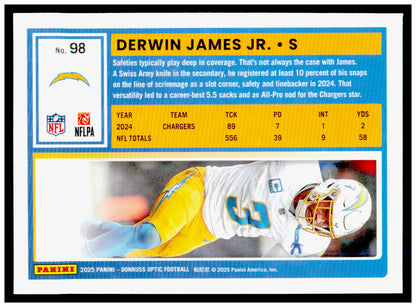 2025 Donruss Derwin James Jr. Card Press Proofs Yellow Los Angeles Chargers #130