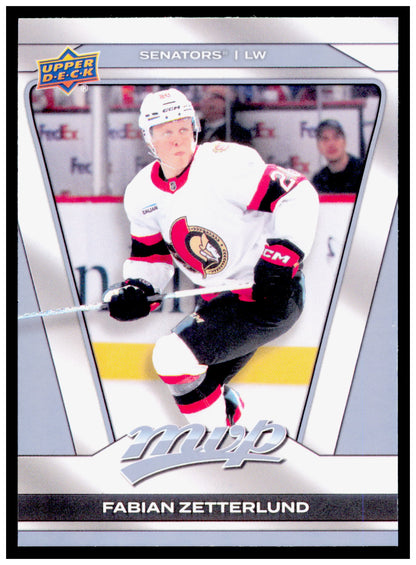 2025-26 Upper Deck MVP Fabian Zetterlund Card Ottawa Senators #108