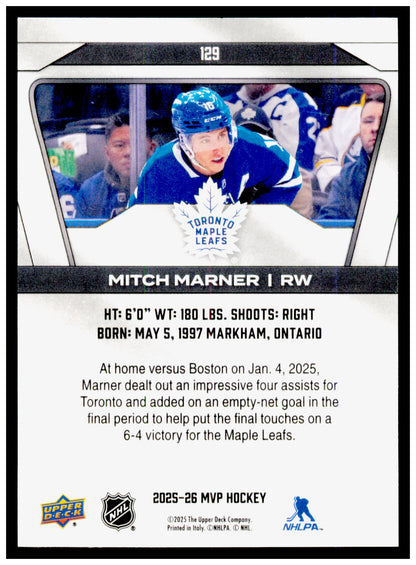 2025-26 Upper Deck MVP Mitch Marner Card Toronto Maple Leafs #129